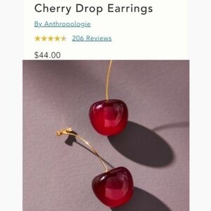 Anthropologie Cherry Red Drop Earrings